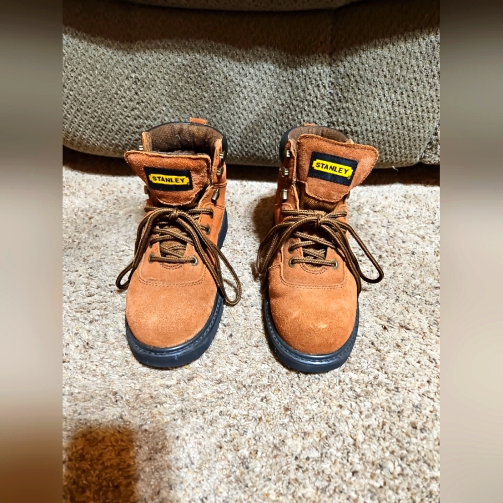 Womens Brown Stanley Leather Oil & Skid Resistant Work Boots Size 5.5